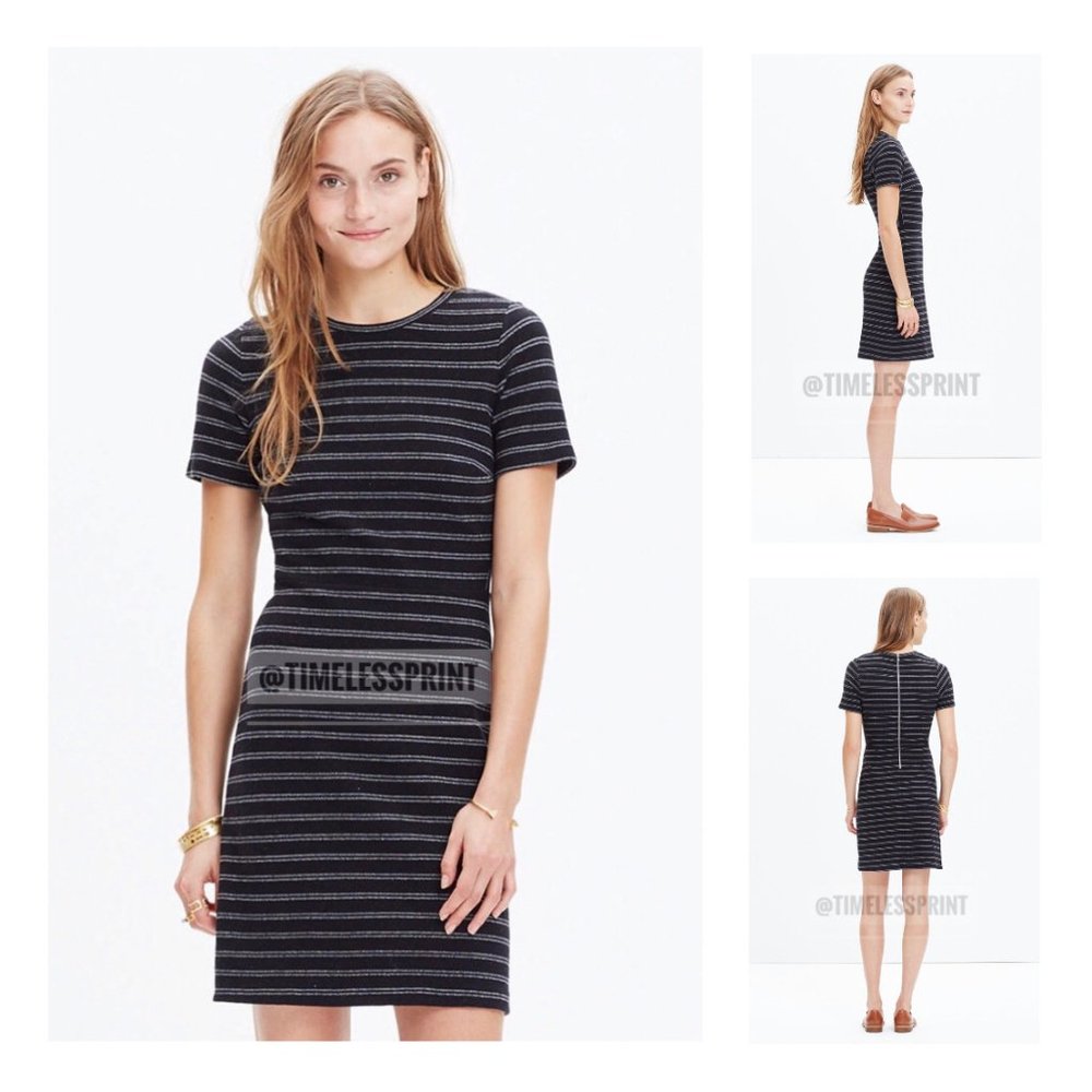 Madewell Black/White Stripes Dress